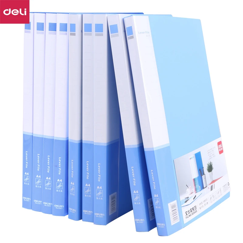 

DELI 2 PCS Folder Organizer A4 Material Fichario Escolar For Document Holder Office Plastic Clip Paper File Folders Factory