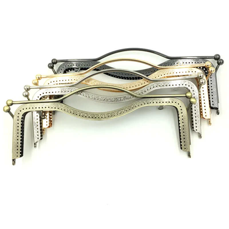 2Pcs Fashion Metal Clutch Rectangle Frame Kiss Clasps Lock Buckles Fermoir Handbag Handle 30x12cm, 4 Colors