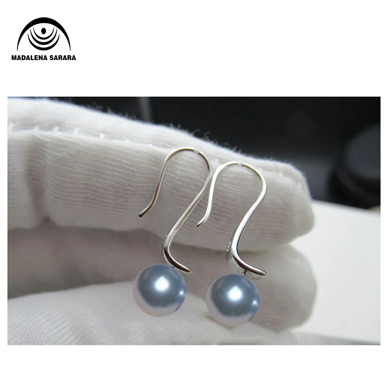 Серьги гвоздики из серебра 925 пробы с пресноводным жемчугом MADALENA SARARA AAA 7 8