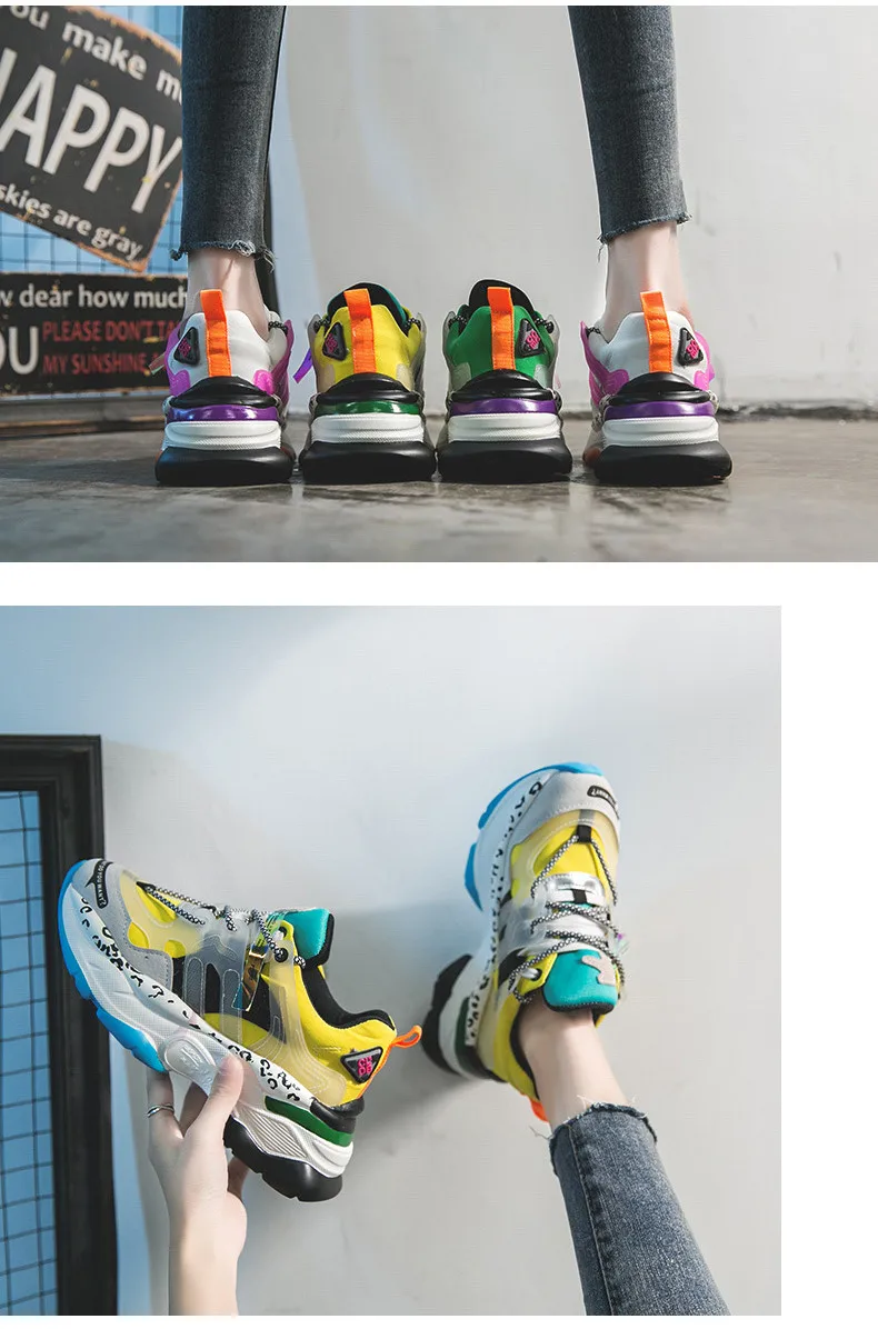 2019 New Sneakers Women 35-42 Platform White Sneakers Horsehair Shoes Casual Flats Breathable Soft Woman Chunky Shoes (9)