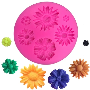 

Chrysanthemum Shape fondant cake silicone moulds chocolate jelly pastry candy Clay cupcake decoration kitchen Baking tool F0193