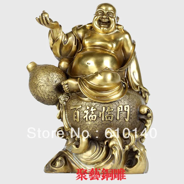 Bronze sculpture copper maitreya decoration Large 7 lucky laughing buddha home crafts statue | Дом и сад