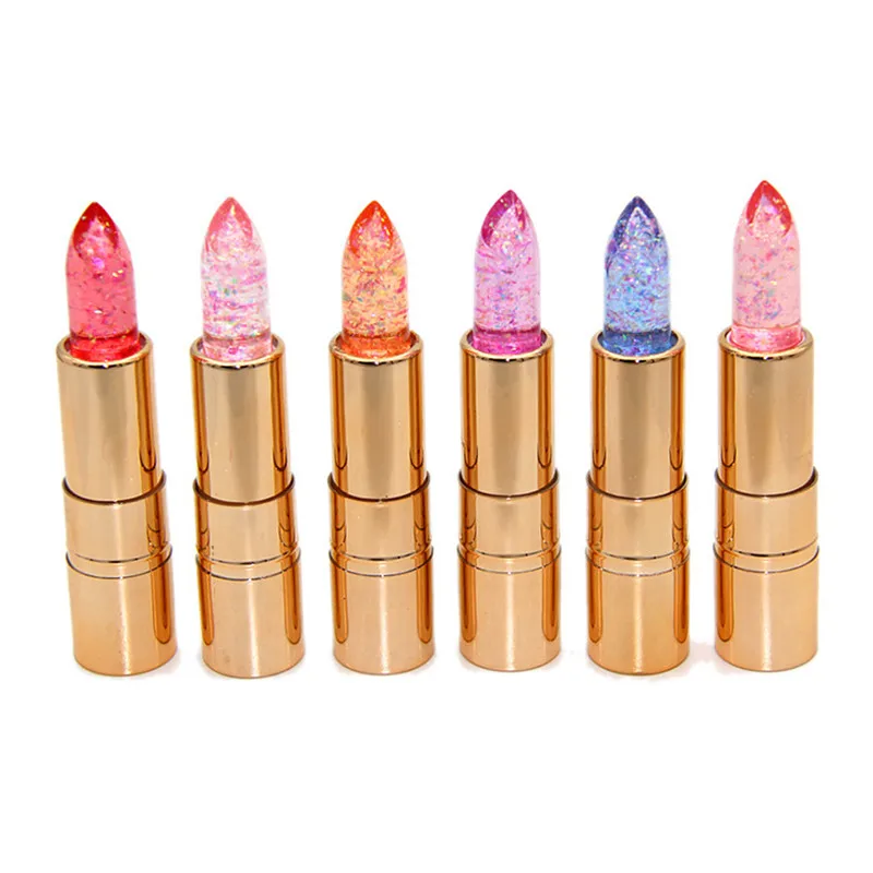 Moisturizer Long-lasting Jelly Gold foil Lipstick Makeup Temperature Changed Colorful Lip Blam Pink Pintalabios Transparent