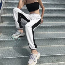 Pantalon blanco ancho a rallas suelto хипстер спортивные штаны для тренажерного зала фитнес брюки тренажерный зал Брюки Высокая талия pierna ancha женские брюки