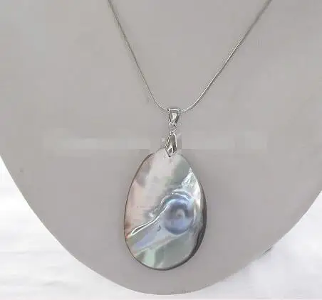

Huge Nature Real 50MM Gray South Sea Mabe Pearl Pendant Necklace>>>Free shipping