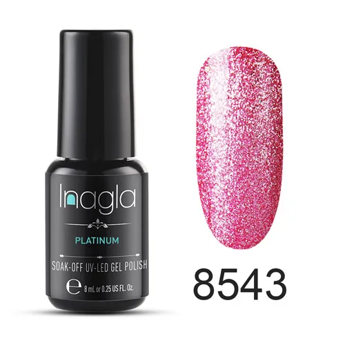 Inagla 8 мл дизайн ногтей замочить от платины УФ светодиодный Гель-лак для ногтей Vernis полуперманентный красочный Гель-лак топ и Базовое покрытие Гель-лак - Цвет: 8543