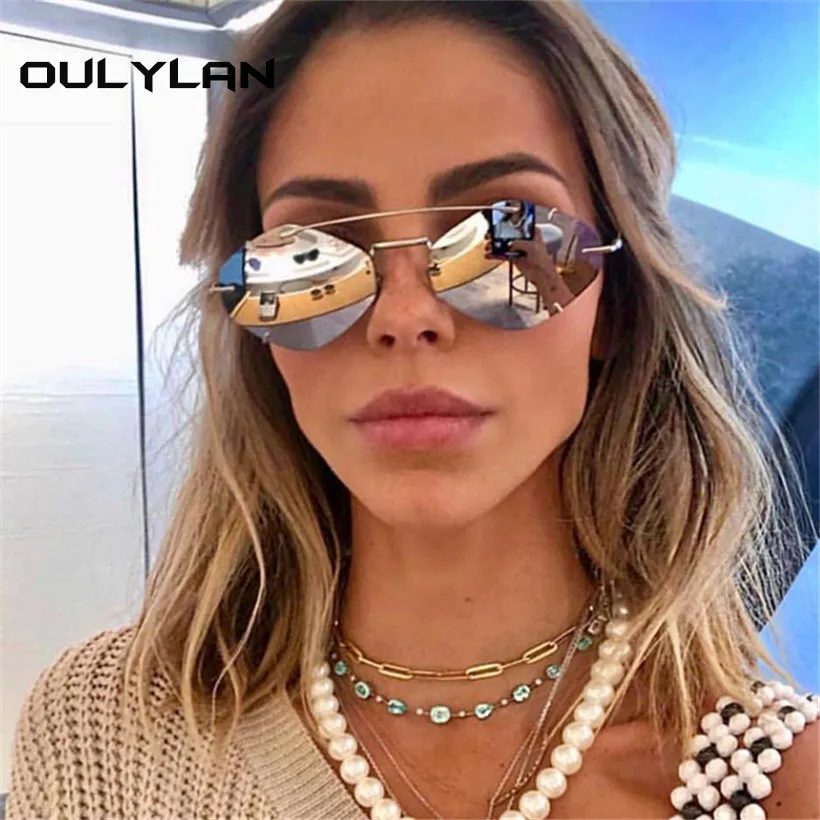 

Oulylan Ultra-light Steampunk Sunglasses Women Men Vintage Rimless Sun Glasses Retro Polygon Eyeglasses UV400