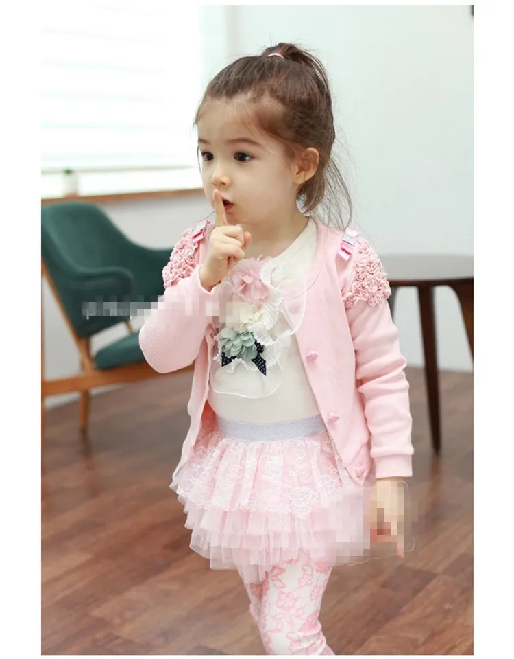 2018 Spring Autumn Fashion Cute Princess Elegant Child Baby Kids Girl Pure Solid Colour O Neck Lace Long Sleeve Cardigan Top (12)