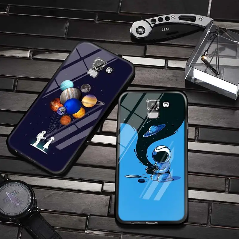 Черный силиконовый чехол Space Love Moon для Samsung Galaxy j8 j7 j6 j5 j4 j3 Plus Prime 2018 2017 2016
