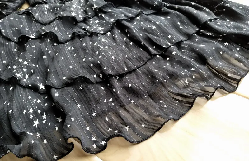Одежда для девочек-подростков Элегантное Черное шифоновое длинное платье нарядное платье с принтом со звездой вечерние платья 8, 10, 12, 13, 14, 15 лет