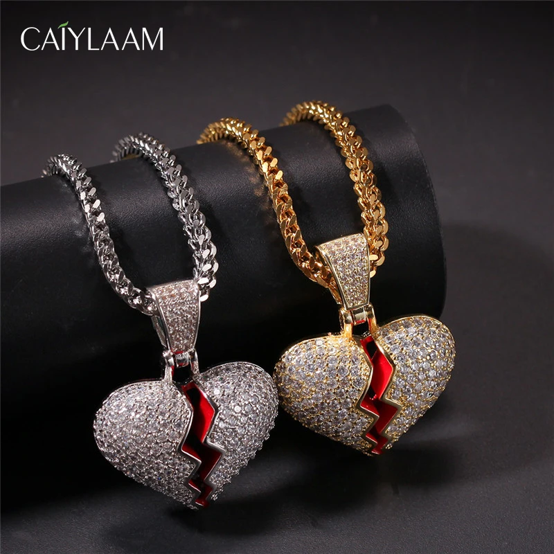 

CAIYLAAM Trendy Jewelry Break Heart Shape Pendant Necklaces for Women Stainless Steel Necklaces for Ladies Jewelry Accessories