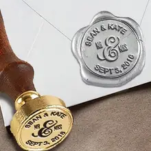 Свадебные персонализированные пользовательские Воск печать штамп на " die-#1341 раз в римском стиле шрифт с названиями и дата