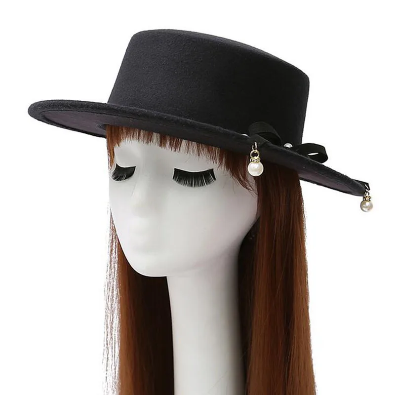 Новинка 2017 осенние и зимние версия тенденции вдоль плоским Top Hat г жа Перл