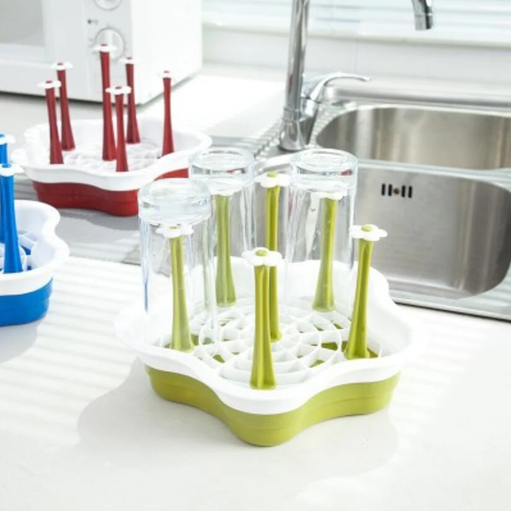 

1PC Plastic Creative Plastic Home Kitchen Cup Glass Holder Storage Tray Rack Draining Useful For Kitchen Tool 10300E