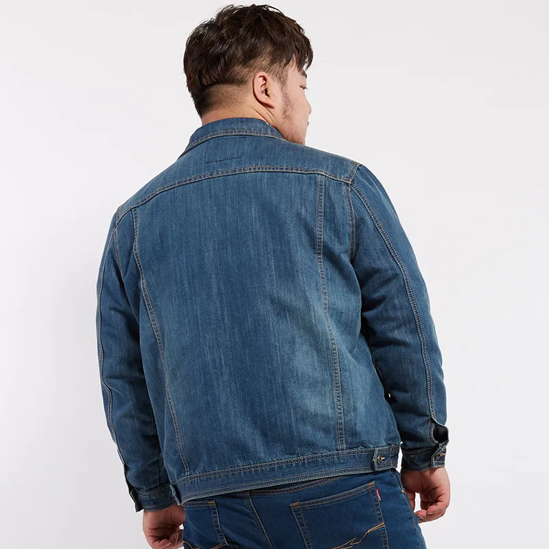 Джинсовая куртка для мужчин размера плюс 5XL 6XL 7XL 8XL джинсовые куртки из плотного