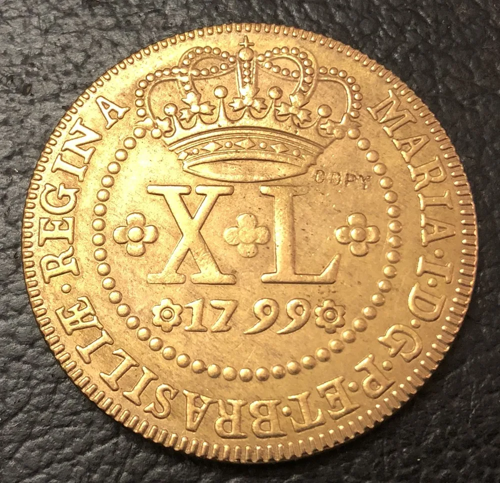 1799 Бразилия 40 Reis-Maria I медь имитация монеты 36 мм