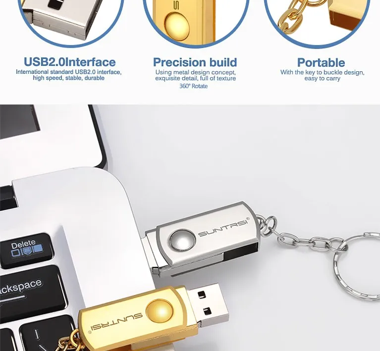 Suntrsi USB флеш-накопитель 64 ГБ брелок Флешка Металлический Мини-накопитель USB флеш-накопитель по индивидуальному заказу высокоскоростной USB флеш-накопитель реальная емкость