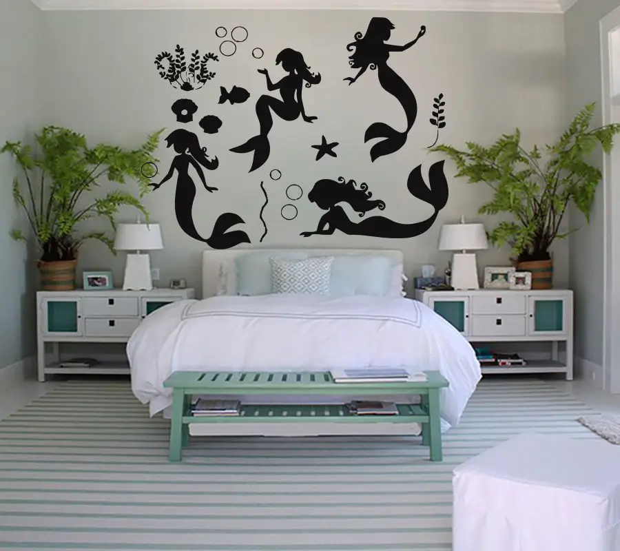 Wall Decals Girls Room Nursery Mermaid Decal Vinyl Sticker Bathroom