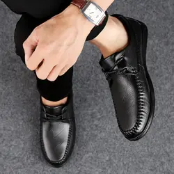 Брендовая повседневная обувь Для мужчин Модная Уличная обувь; обувь из натуральной кожи на шнуровке Для мужчин дышащие Туфли-лоферы; сезон