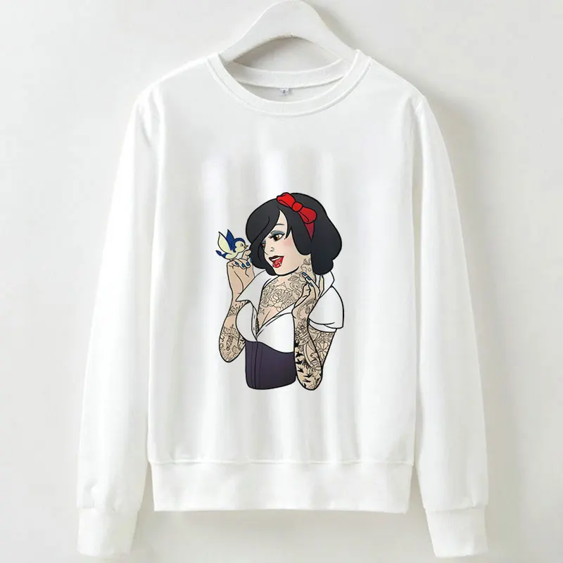 

Harajuku Jumper Hooded Pullover Tops Punk Princess Print New Women Fashion Kpop Tops Casual Loose White Coat Hoodie Sweatshirt