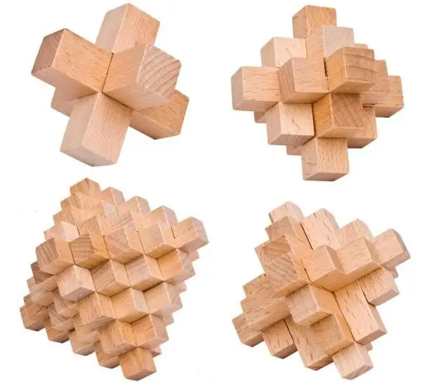 4pcs/set Quality Wooden Burr Puzzle Iq Interlocking Beech Wood Puzzles Game For Adults Children - Puzzles - AliExpress