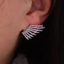 GODKI роскошный полный кубический цирконий CZ обручение Свадебная вечеринка ночной клуб Серебряный статмент альпинист серьги