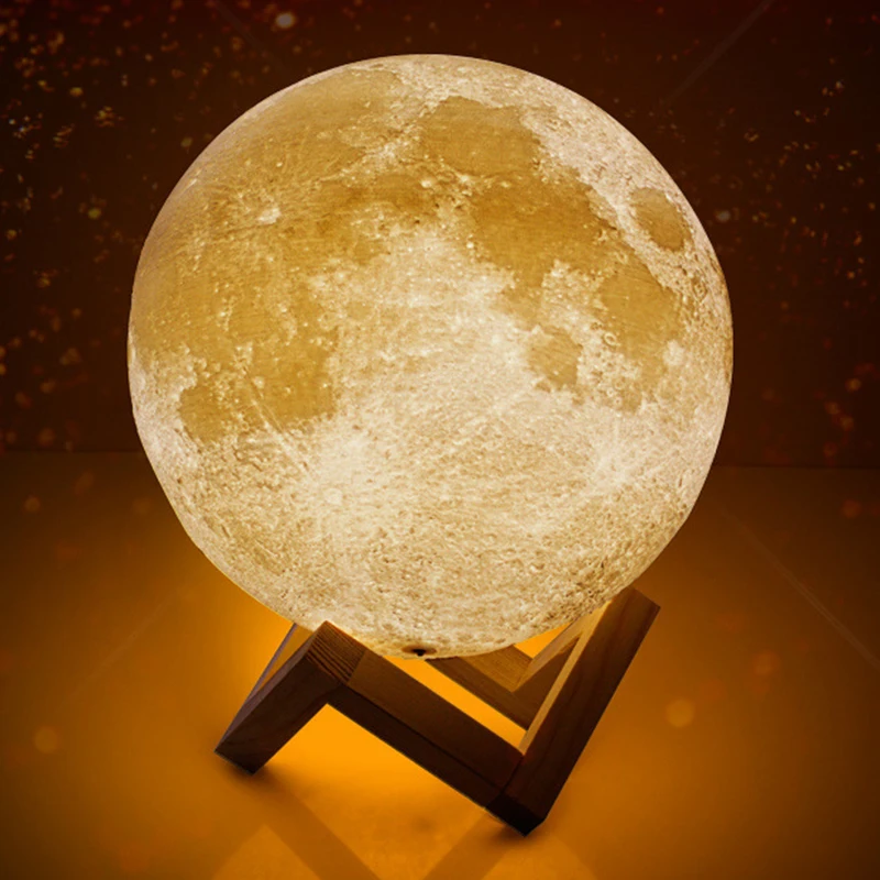 Четверка Новинка светодиодный 3d Луна лампы 3D принт сенсорный выключатель Moon