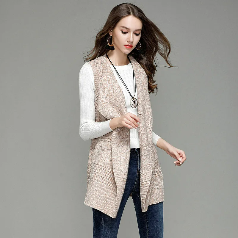 Fashion 2017 Women Winter Sweaters Cardigan X long Sleeveless Vest ...