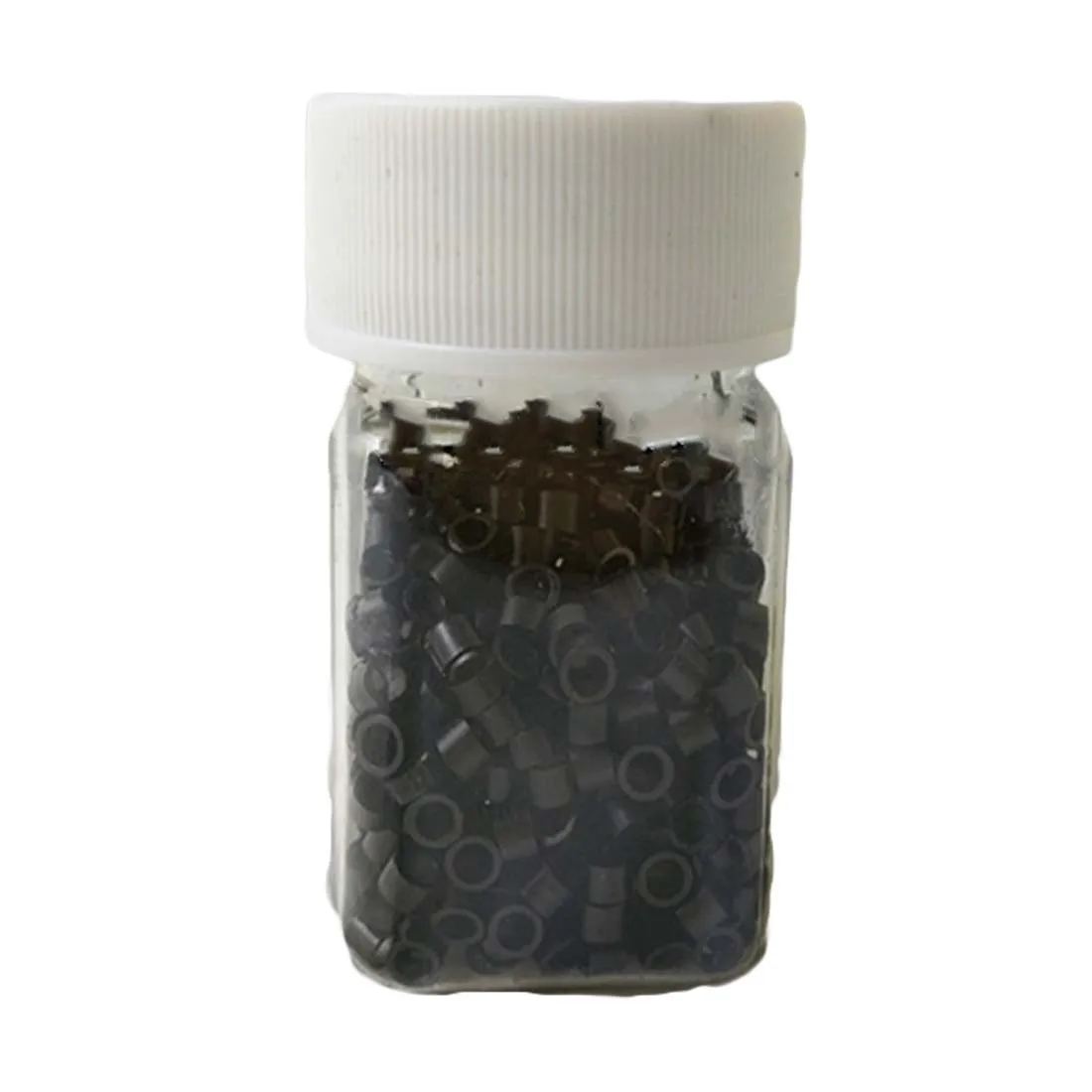 500Pcs/Bottle Black Micro Crimp Beads Micro Bead Hair Silicone Ring Links Beads For Hair Extensions Hair Stling Tools