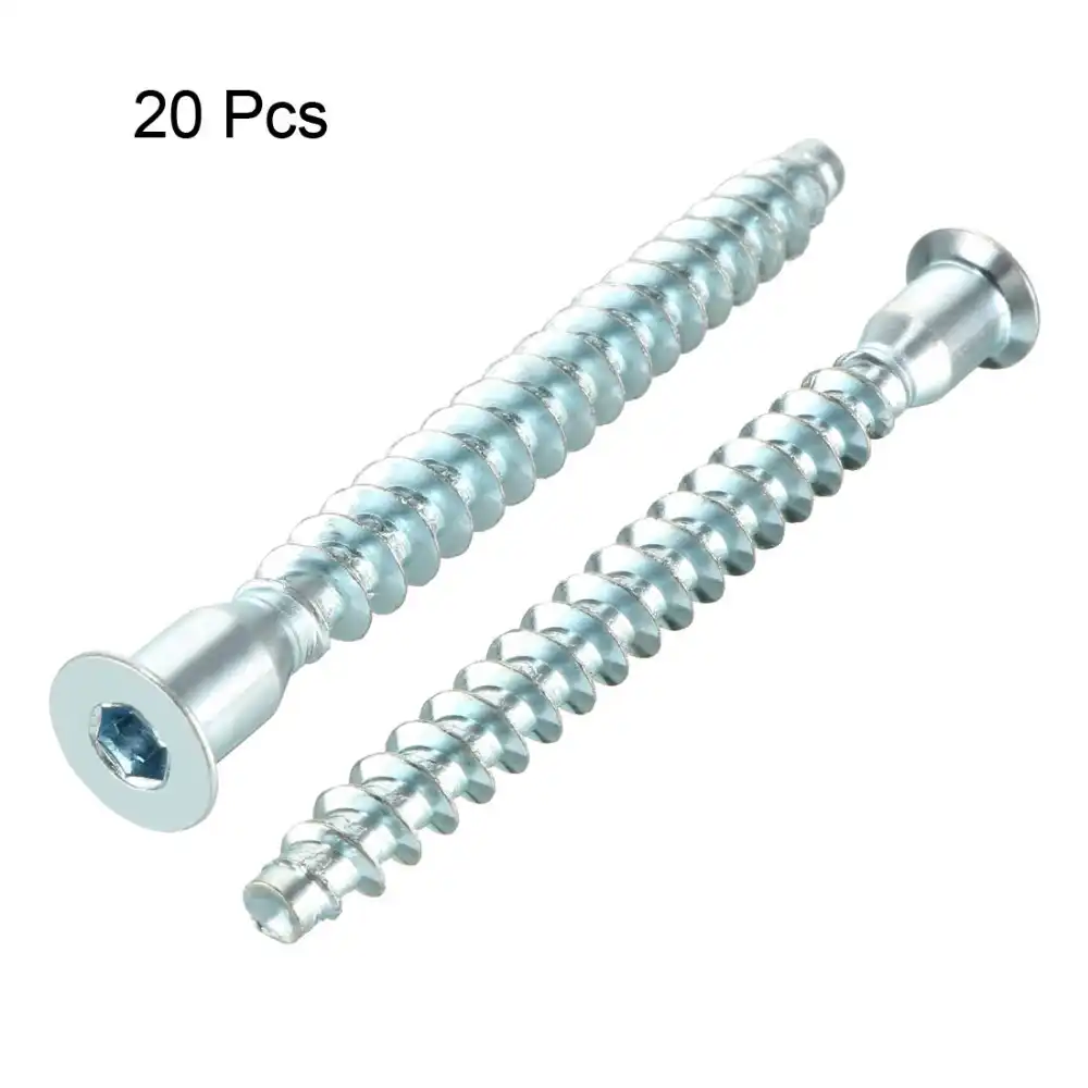 Uxcell 20pcs 7x69mm Furniture Confirmat Screws Hex Socket Cap Zinc