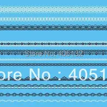 20 листов/много смешанных l001-l018 серии белый и черный длинный Кружево Симпатичные передача воды Стикеры ногтей стикеры