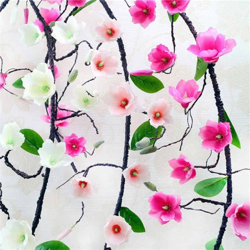 10pcs Fake Magnolia Flower Vine Silk Flower Vines 180cm ...