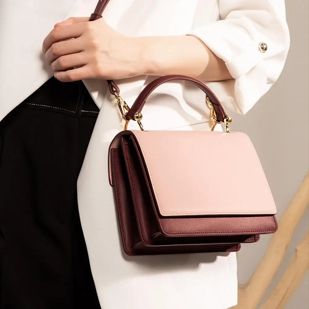  Original xiaomi mijia leather contrast color handbag multi-grid storage trendy color matching one s