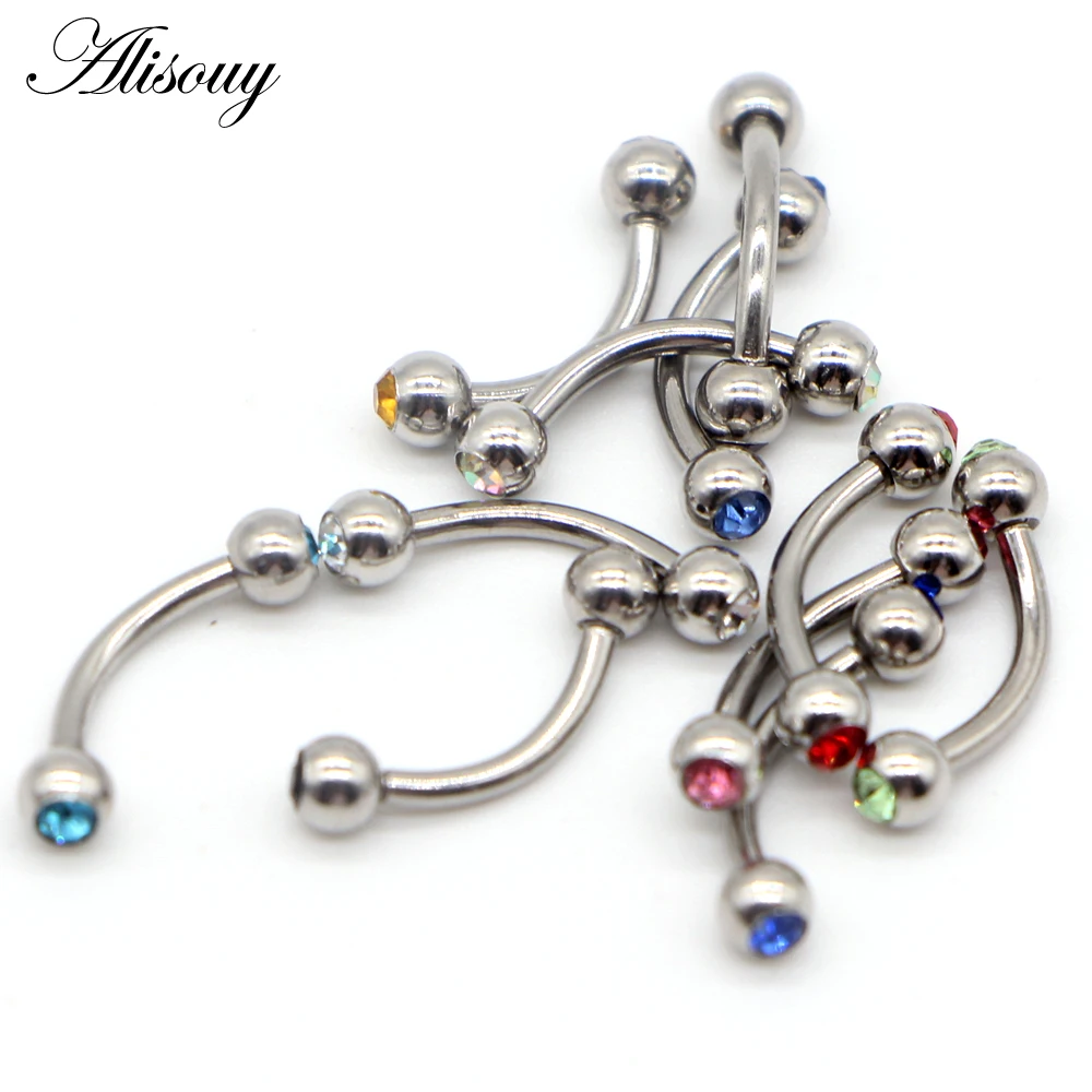 Alisouy 1PCS Surgical Stainless Steel Eyebrow Nose Lip Captive Bead Ring Tongue Piercing Tragus Cartilage Earring Body Jewelry