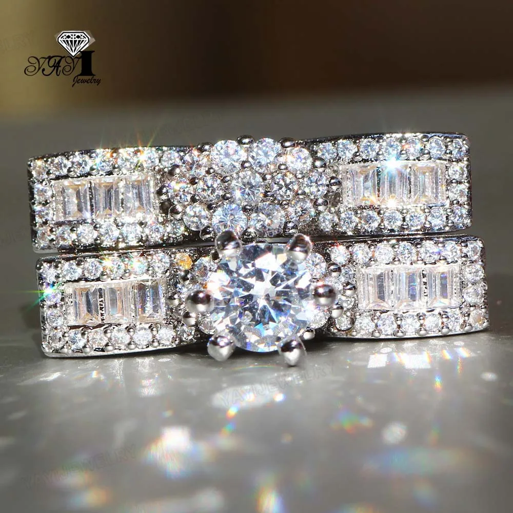 Ювелирные изделия YaYI Princess Cut 16 CT обручальные кольца с белым цирконием серебряного