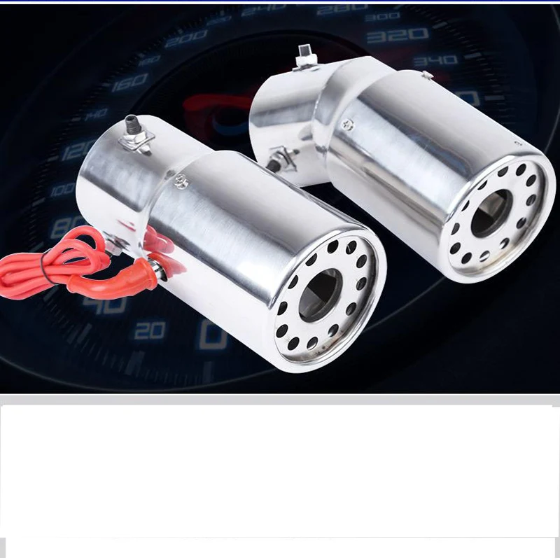 

1PC Inlet 70mm Outlet 89mm Car Straight Spitfire Flaming LED Red Light Exhaust Pipe Muffler Tip
