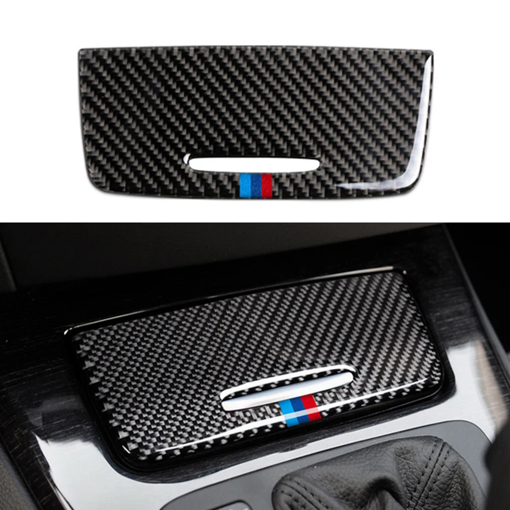 Коробка для хранения в салоне автомобиля из углеродного волокна, декоративные наклейки, автомобильные аксессуары для BMW E90 E92 E93 3 серии 2005-2012