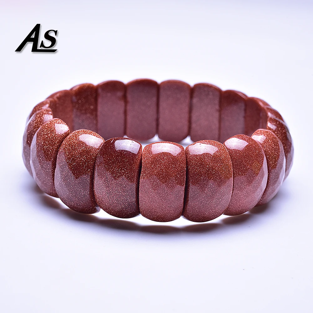 

Asingeloo 2019 New Golden Sand Natural Stone Beads Made Bangles Bracelets for Women and Men Jewelry Gift