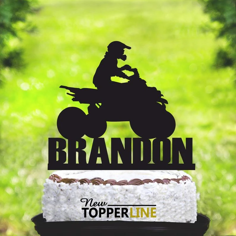 Racing 4 Wheeler First Name Cake Topper Birthday Cake Topperpersonalised Atv Quad Cake Topper Atv Four Wheeler Birthday Extreme Cake Decorating Supplies Aliexpress