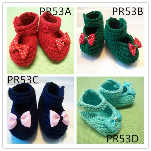 Модные вязаные детские SHOES-1-6mths с бабочкой