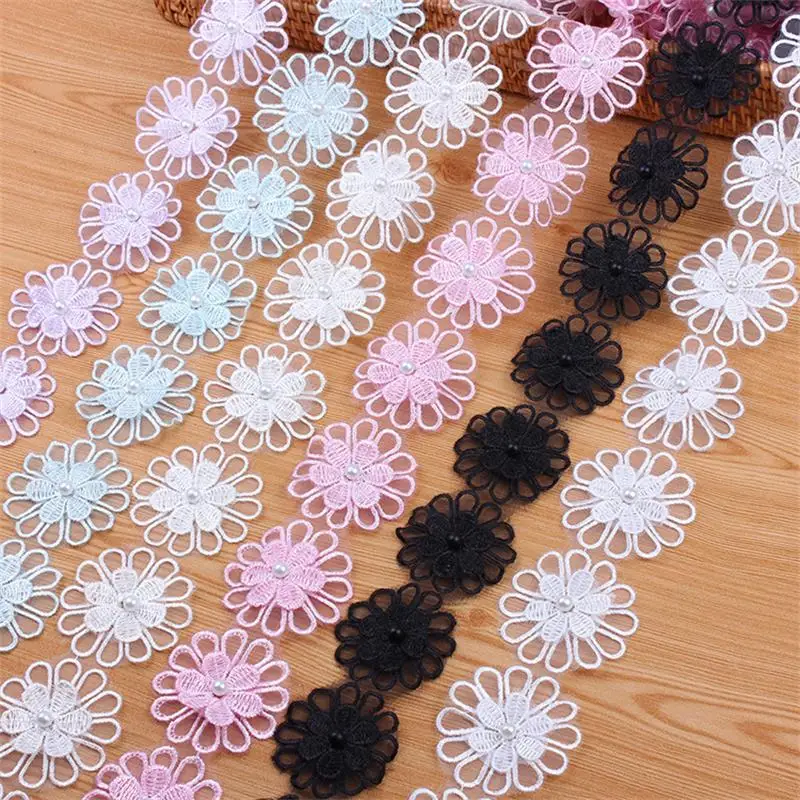 

H652 5CM Pearl Flower DIY Soluble Wedding Lace Lace Trim Knitting Embroidered Handmade Patchwork Ribbon Sewing Supplies Craft