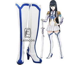 Anime MATANZA la MATANZA Satsuki Kiryuuin Blanco Botas Altas Zapatos de Fiesta Cosplay Por Encargo