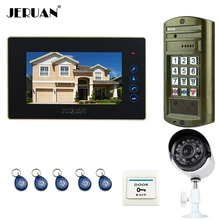 JERUAN 7“ touch key Video Intercom Door Phone System kit Metal waterproof password keypad HD Mini Camera +Analog Camera 2V1