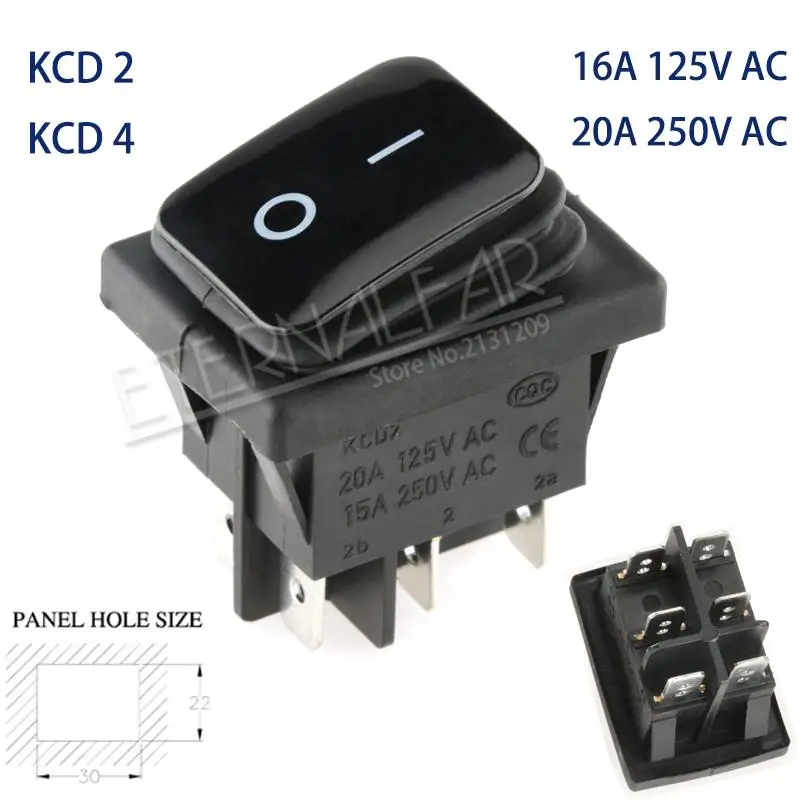 KCD1 KCD2 KCD4 KCD6 On Off 10A 16A 20A 125V 250V AC сверхмощный DPST герметичный водонепроницаемый авто лодка морской тумблер кулисный переключатель с