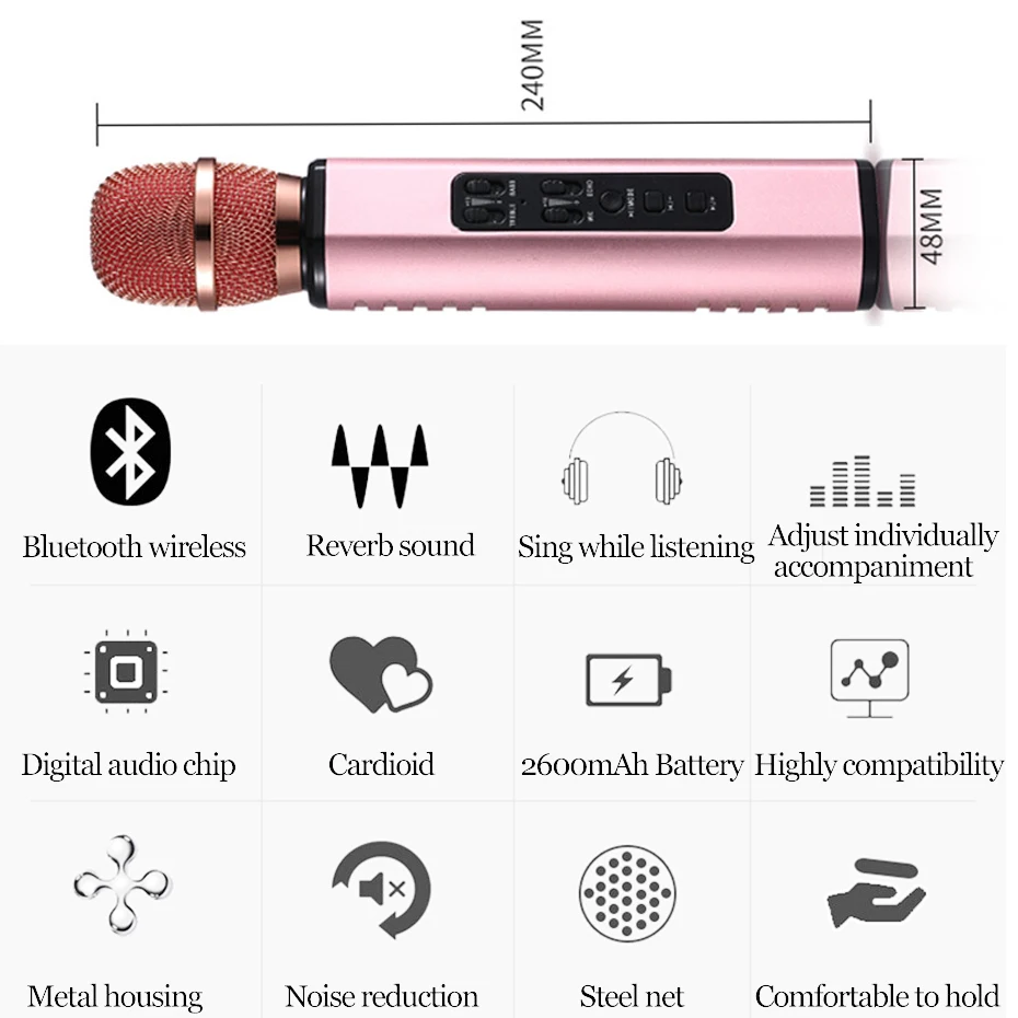 Беспроводной микрофон караоке Bluetooth микрофон волшебный Караоке ручной динамик портативный микрофон телефон плеер микрофон динамик Запись музыки