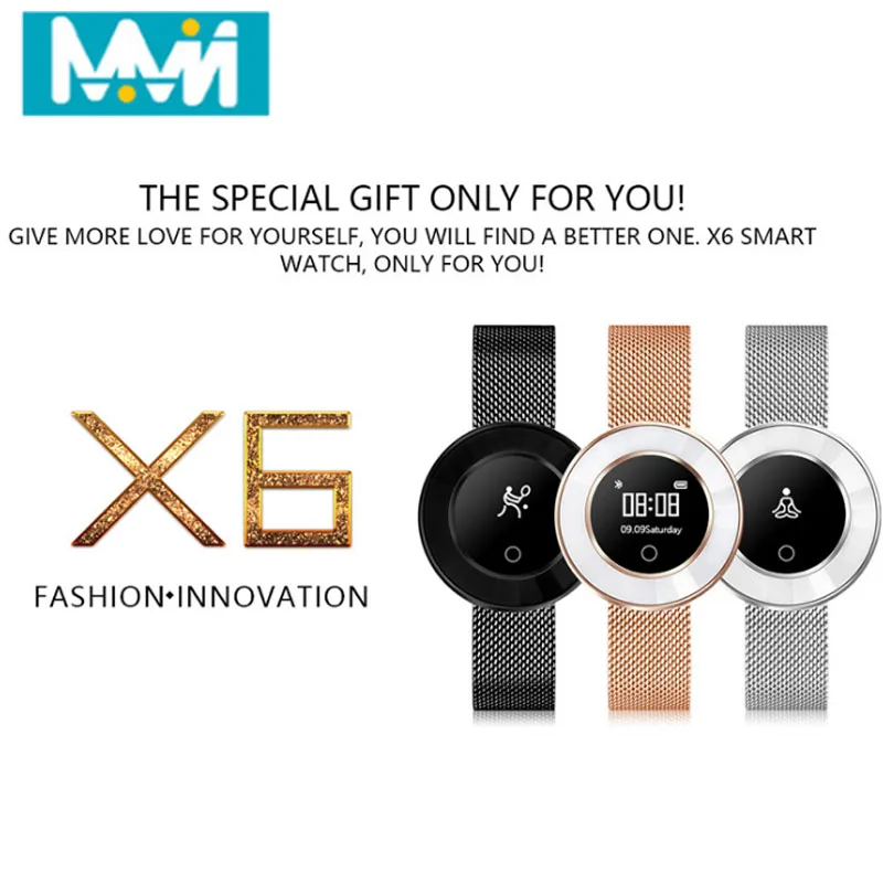 

X6 Smart Band Women Heart rate Pedometer IP68 Waterproof Smart Bracelet Standby Bluetooth Notification Women watches Best Gift