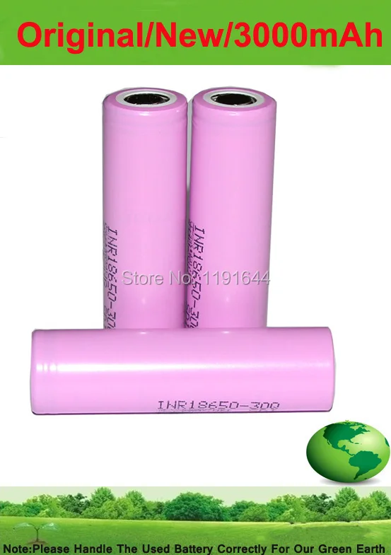 

Free shipping!! 4PCS/LOT 3.6V INR18650-30Q 18650 3000mAh Continuous15A Li-ion battery for Samsung