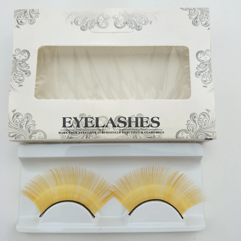 

Yellow Color Long Lashes Costume Party Halloween Stage Cosplay Eyelashes Exaggeration Dramatic Eyelash Extension Makeup Tools