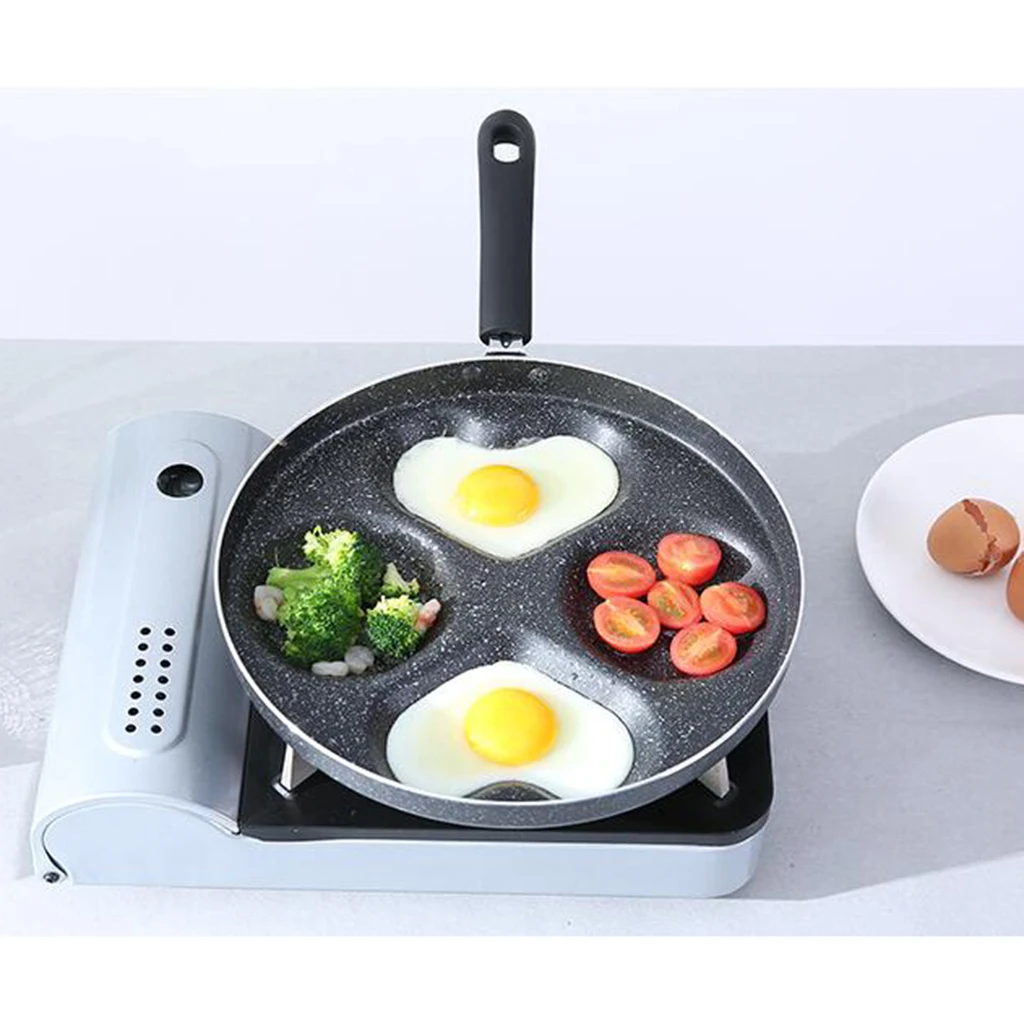 4 Holes Non-Stick Frying Pan Egg Cookware Kitchen Heart Shape Frypan 28cm