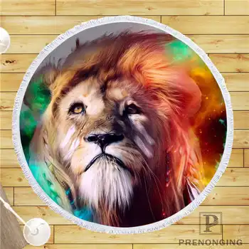 

Custom DIY Customized Microfiber Fabric lion Round Beach Blanket Towel Printed on Demand 150cm #19-01-28-78